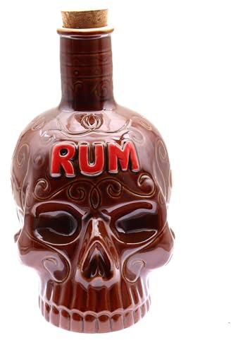 Bouteille Tiki en Céramique Skull Imitation Tête de Mort Décoration Intérieur Extérieur Maison Cuisine Bar Cocktail Bouteilles Cocktail Boisson Liquide