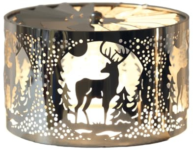 Woodbridge Karusellschirm für Duftkerzen | Stag - Silver | Kerzen Accesoires | Rotierender Kerzenschirm für Duftkerzen im Glas