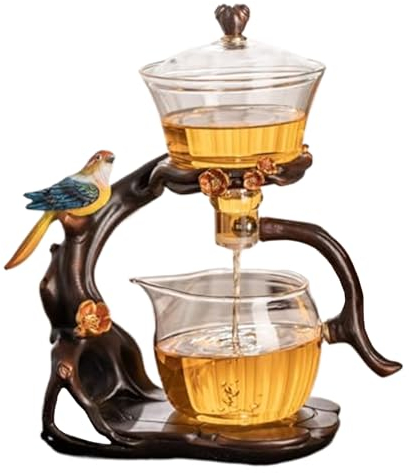 Teiera magnetica, set di tè semi -automatico, teiera magnetica in vetro borosilicato alto con infusore, 300 ml+460 ml di teiera magica, 7.8x4.9x10.4 set da tè Kung Fu per l'ufficio di casa, teapot ma