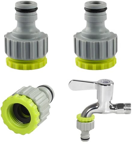 Wasserhahn Adapter,Gartenschlauchanschluss Adapter,Gartenschlauch für Gardena Hahnverbinder,1/2 Zoll 3/4 Zoll 2-in-1 Kunststoff Schlauchanschluss Set für Wasserhahn Schlauch Gewinde Anschluss (3)