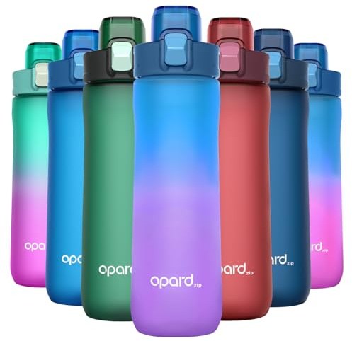 Opard Zip 600ml Plastic Water Bottle Dishwasher Safe, Leakproof Flip-Top Lid, BPA Free Tritan, Wide Mouth Reusable Kids Water Bottle for School Hiking Commuting Outdoor Travel and Gym