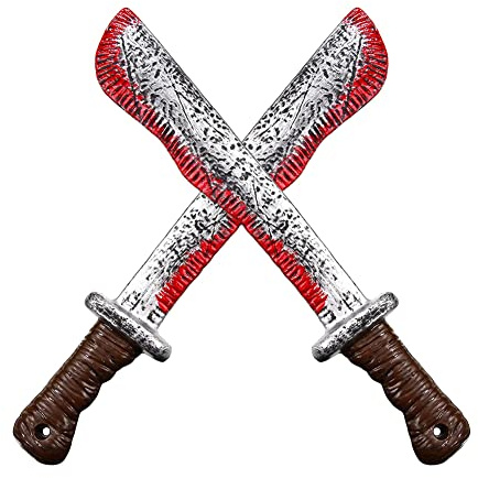 SMELEYOU Halloween Bloody Machete Toy Butcher Cutter Prop Machete Costume Prop Realistic Bloody Accessory Bleeding CutterGag Toy ideal for Halloween Haunted House Cosplay Horror Party