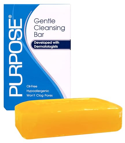 PURPOSE Gentle Cleansing Bar, Developed with Dermatologists, Clinically Shown To Be As Gentle As Water, All Skin Types, For Sensitive & Dry Skin, Oil-free, Hypoallergenic, Sulfate-Free, 6 oz Bar