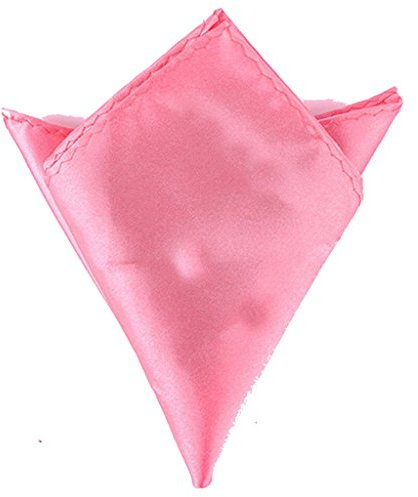 Boolavard Satin 1 pcs, 6 pcs ou 12 pcs Pack Solide Plaine De Mariage Mens Poche Carré Bureau Costume Mouchoir Hanky (Rose)