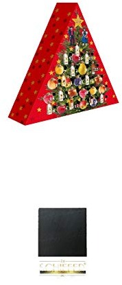 Adventskalender Elztalbrennerei Weis Edelobstbrände & Liköre 24 x 0,02 Liter + Schiefer Glasuntersetzer eckig ca. 9,5 cm Durchmesser