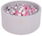 MEOWBABY Piscina de Bolas 90X40cm/300 Bolas ∅ 7Cm Piscina de Bolas Certificada para Niños Hecha en EU (90 x 40 cm/Gris Claro: Transparente/Rosa Pastel/Blanco Perla/Gris)