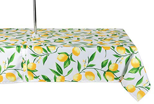 DII CAMZ11293 - Tovaglia per esterni primaverile e estate, impermeabile con cerniera e foro per ombrelli, feste in cortile, barbecue e riunioni di famiglia (posti da 6 a 8), 60 x 84 W, Lemon Bliss