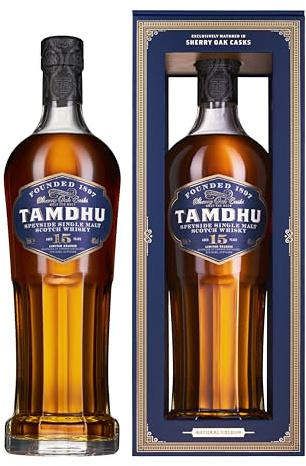 Tamdhu 15 Year Old | 70cl 46% ABV | Speyside Single Malt Scotch Whisky | Matured Exclusively in Sherry Casks for Summer Fruit Flavour | Natural Colour | Ideal for Gifting