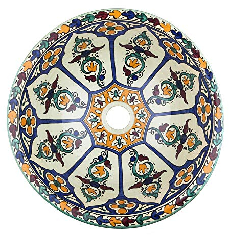 Dilma - marokkanisches Waschbecken - Cerames | Aufsatzwaschbecken 41 x 16 cm | Marokkanisches einbauwaschbecken für Badezimmer Toiletten Gäste WC