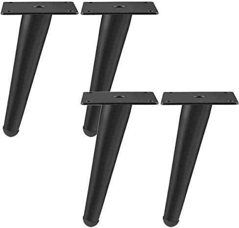 Btowin 8 Inch / 20cm Metal Furniture Legs, 4Pcs Modern Oblique Tapered Furniture Feet,Black Heavy Duty Sofa Legs Cabinet Legs Brushed Nickel Finish for TV Stand Cabinet Couch Dresser Table Bed