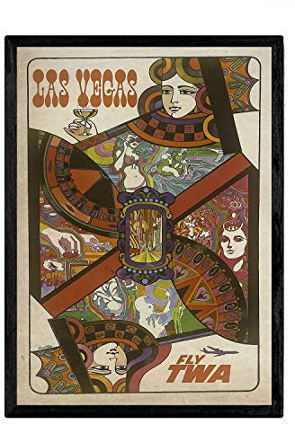 Nacnic Vintage Poster Las Vegas. Blätter für Interieur mit klassischen und antiken Werbebildern zu dekorieren. Gemälde Retro-Dekor. A4-Format