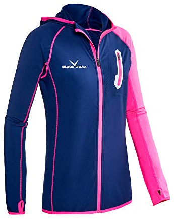 Black Crevice Damen Microfleece Second Layer mit Kapuze, steel blue/pink, 46
