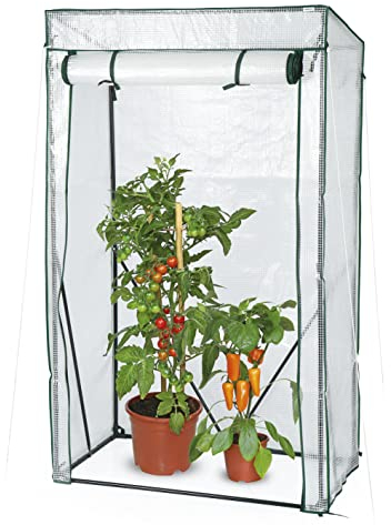Hoberg Invernadero de Jardín | Ideal como caseta de Tomates para jardín o balcón | Compuesto de lámina de Malla PE (140 g/m²) | Incl. travesaños y piquetas | 100 x 50 x 158/170 cm [Transparente]