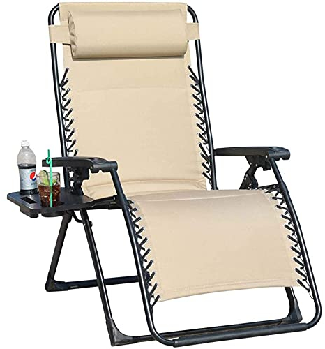 BAILR Chaise Longue Jardin Exterieur, Pliable Transat de Plage Portable Chaises, Longues Pliantes avec Porte-gobelet, Transat Pliant Camping avec des Oreillers, pour La Plage Terrasse Extérieur