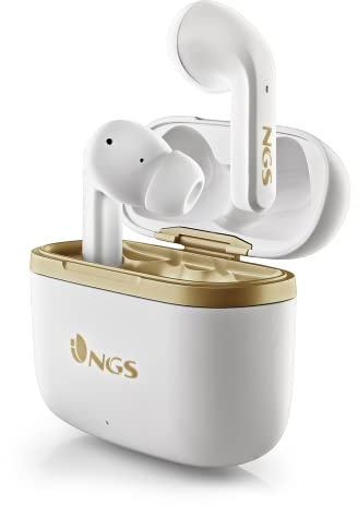 NGS ARTICA Trophy White- Auricular con Cancelación de Ruido (ANC), Compatible con TWS, con Micrófono, Autonomía de hasta 20H, Botones Táctiles, Blanco
