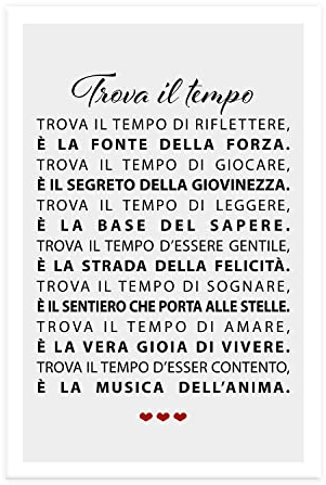 Regalo Trova il tempo, Frase Motivazionale Citazione, Idea Regalo Decorazione da parete speciale, Arredamento Casa Soggiorno Salotto Ufficio Cucina, Poster in carta glossy premium (29.7x42)