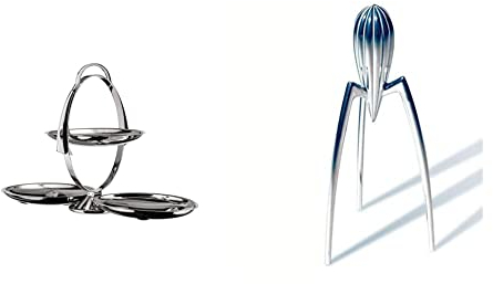 Alessi Anna Gong AM37 Etagere, Edelstahl, 3,2 x 21 x 5,8 cm, Einheiten, 1.0 & PSJS Juicy SALIF Zitronenpresse aus Gußaluminium glänzend