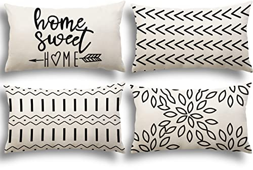 YCOLL Kissenbezug 30x50 cm, 4er Set Leinen Kissenhüllen Dekokissen für Sofa, Couch, Gartenbett – Weiche Zierkissenbezüge für Wohnzimmer & Schlafzimmer