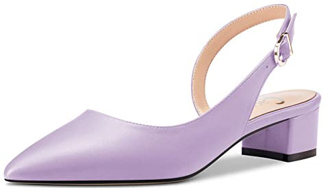 Castamere Donna Chunky Blocco Basso Gattini Tacco Heel a Punta Slingback Pumps Classico Cute Feste Ufficio 3.5 CM Heels Viola 39 EU