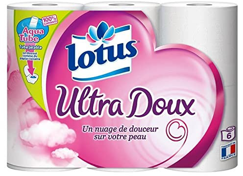 LOTUS - Lotus Papier Toilette Blanc Ultra Doux Aquatube 6 Rouleaux - Lot De 2