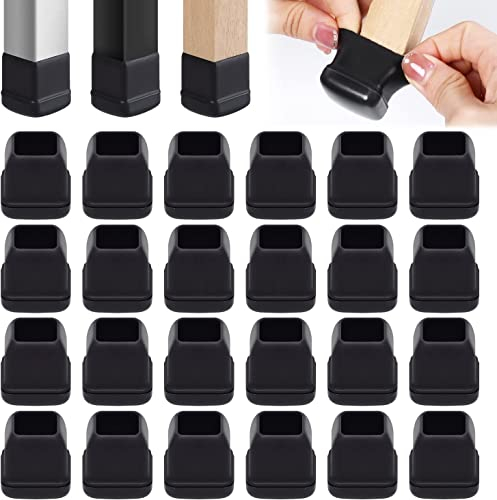 Ezprotekt Stuhlbeinschoner Ø 12-20mm, 16 Stück Stuhlbeingleiter für Teppich, kleine Schwarze Silikon-Stuhlbein-Bodenschoner, 0,75 Zoll quadratische Stuhlgleiter für Teppich