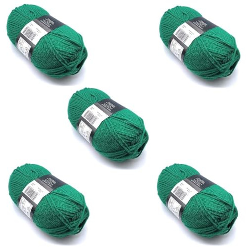 Lexicon Select - Pack of 5 x 100g Balls Green Chunky Wool - Emerald