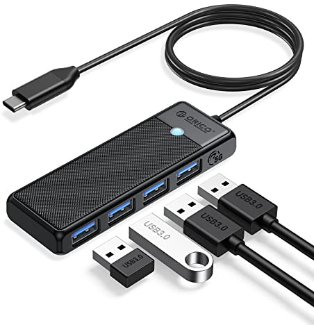 ORICO USB C Hub - 4 Port USB 3.0 Adapter, Compatible with MacBook, Surface, iPad Pro, XPS, Chromebook and More (1M)