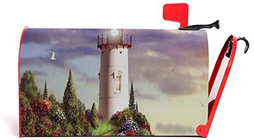 Numland Seaside Leuchtturm-Briefkasten-Abdeckung, magnetisch, UV-Schutz, 100 % Polyester, Standardgröße, 45,7 x 53,3 cm, Oxford-Garten, Briefkasten-Abdeckung