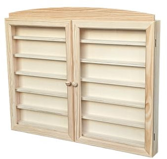 GRECA Vitrina Expositora para Colecciones. En Madera de Pino Natural. Medidas (Ancho/Fondo/Alto): 64 * 6 * 52.5 cms.