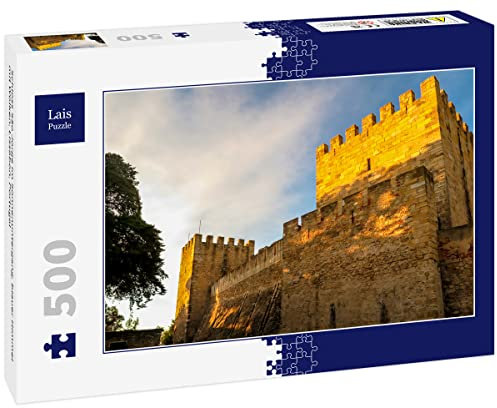 Lais Puzzle Schloss São Jorge im Sonnenuntergang, Blauer Himmel mit Wolken, Lissabon, Portugal 500 Teile