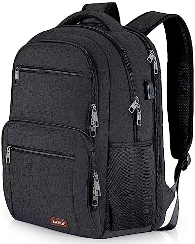 Rucksack Herren Damen, Schulrucksack Jungen Teenager, TSA Wasserdicht Arbeit 17.3 Zoll Laptop Rucksack mit USB Ladeanschluss, Reisen Wandern Backpack mit Anti Diebstahl Tasche, Grau Daypack, 25-40 L