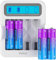 Pallus Batteria Ricaricabile Al Litio AA Da 1,5V, 1600 Cicli Con Elevata Capacità Da 3500mWh, Potenza Costante Da 1,5V, 4 Confezioni Di Batterie AA Al Litio Con Caricabatterie LCD Bianco