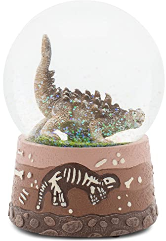 Elanze Designs Ankylosaurus, Dinosaurier, Fossiliengräben, Paläontologe, Museum, Hobby, 100 mm, stabile Tischplatte, musikalische Glitzer, Wasser-Schneekugel, Spielmelodie Geboren frei