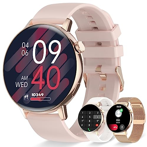 Montre Connectée Femme Appels/Notification Intelligente 1.32 Smartwatch Fréquence Cardiaque Sommeil Oxymètre 3 Bracelets Étanche Trackers d'activité Podomètre Calories Montre Sport pour iOS Android
