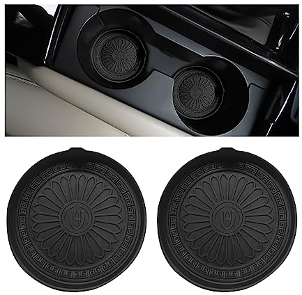 JNNJ 2 Stücke Silikon Auto Tasse Halter Einsatz Untersetzer, Anti-Rutsch Auto Untersetzer, Universal Auto Getränkehalter, Auto Zubehör, Für alle Fahrzeuge(Schwarz)