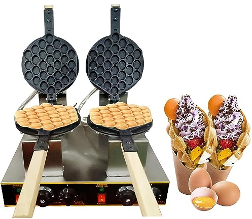 1400W Commercial Bubble Waffle Maker, 60PCS Electric Egg Cake Machine, 50-250℃ Temperature Adjustable, 0-5 Minutes Adjustable, for Commercial Cafe Restaurant