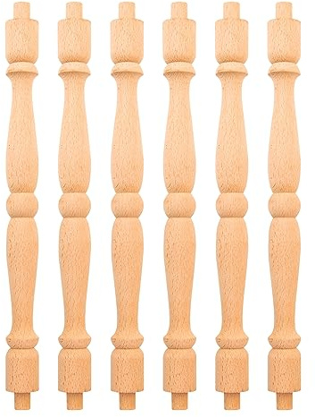 TCHOSUZ 6 Pack 13 Inch Unfinished Wooden Baluster Spindles, European Decorative Unpainted Wood Newel Post Handrail for DIY Staircase Furniture Woodworking Crafts Home Improvement