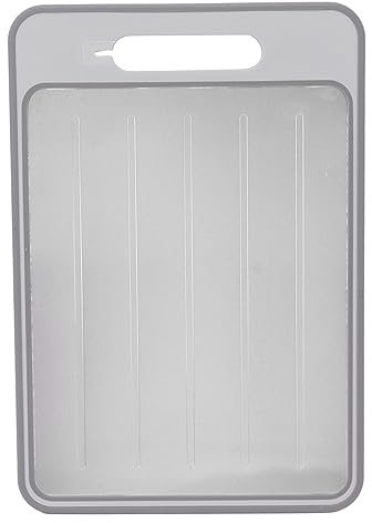 Defrosting Tray Cutting Board, Double Sided Chopping Board with Sharpener Garlic Grater for Defrost and Thaw Meat and Food (Grey)