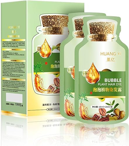 Bubble Plant Hair Dye, Natural Plant Hair Dye, New Botanical Bubble Hair Dye, Botanical Hair Dye Shampoo, Natural Hair Shampoo, Plant Bubble Hair Dye, 10Packs/Box (Chestnut Brown)