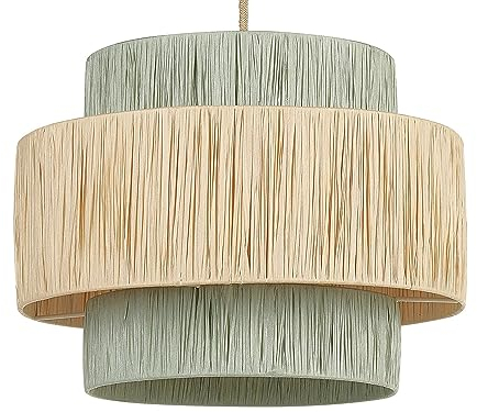 Beliani Hängelampe mit Papierschirm grün/natürlich Trommelform rund Boho Palbra