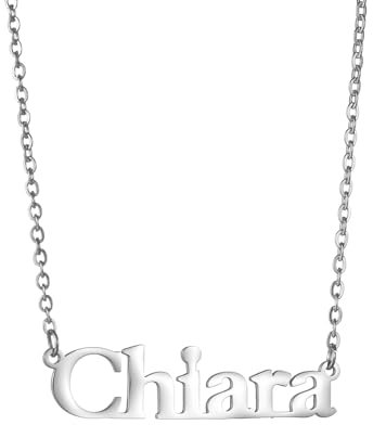 JSNOM Namenskette HalsKette Damen Silber: Kette Schmuck mit Namen Anhänger, Geburtstag Valentinstag Weihnachten Geschenke für Freundin Mutter Tochter Mädchen Frauen (Chiara)
