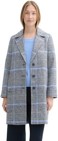 TOM TAILOR 1043673 Manteau, 36217-navy Blue Check, L Femmes