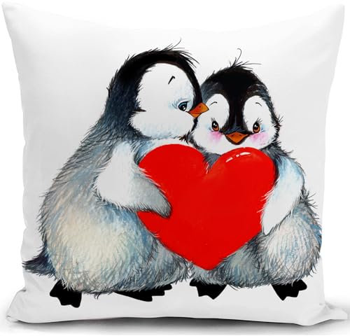 kissenbezug pinguin herz paare kissen hochzeit deko jahrestag geschenk für ihn sie frauen hochzeitsgeschenk sofakissen kissenbezüge dekokissen couchkissen kissenhülle sofa wohnzimmer zierkissen40x40cm