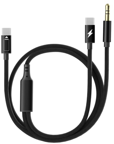 IVSHOWCO Cable USB C a USB C PD60W, USB tipo C a audio de 3,5 mm + cable de carga rápida, conector auxiliar para auriculares de 3,5 mm, cable trenzado de nailon para iPhone 15 Pro Max/Plus iPad Galaxy