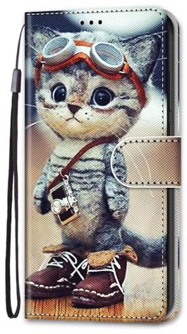Nadoli Handyhülle Leder für Honor X7a,Bunt Bemalt Lustig Leder Schuhe Katze Trageschlaufe Kartenfach Magnet Ständer Schutzhülle Brieftasche Etui