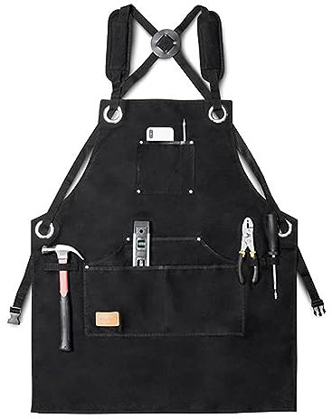 Delantal de trabajo con bolsillos, Delantales de trabajo for hombres con bolsillos delantal impermeable delantal de taller soporte de herramientas ajustable for mecánico de carpintero ( Color : Beige