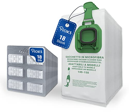 VIOKS Lot de 18 sacs d'aspirateur + 18 bâtonnets désodorisants de rechange pour aspirateur Vorwerk – Parfum pour aspirateur et sacs d'aspirateur pour aspirateur Kobold VK150 Vorwerk VK 140