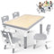 TATIVALO 120x60cm Kindertisch mit 4 Stühlen Set, Kindersitzgruppe Höhenverstellbar für Kinder im Alter von 2-10 Jahren, Kinder Tisch Stuhl 100KG Tragfähigkeit, HDPE&ABS Kindermöbel, Grau