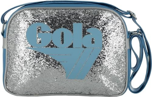 Generico Tasche aus Kunstleder mit Schultergurt GOLA vorne mit Glitzer und Glitzer blau-silber, Blau / Silber