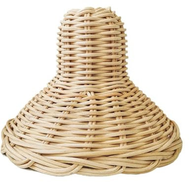 LOVIVER Rattan-Pendelleuchtenschirm, Hängelampenschirm, Landhaus-Deckenleuchtenschirm (16x12x6cm)